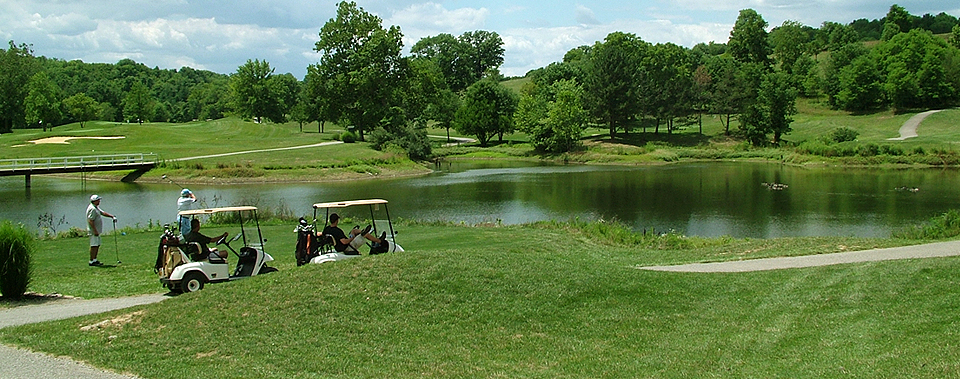 Golf carts on golf course